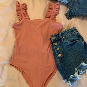 Pink ruffle bodysuit